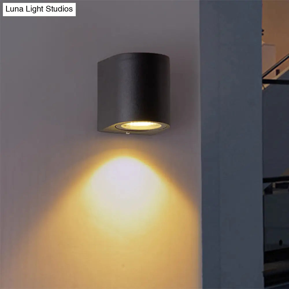 DecorBites™ Black Aluminum LED Outdoor Cylinder Wall Light - Minimalist Flush Wall Sconce