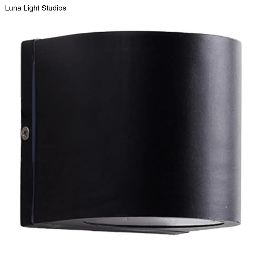 DecorBites™ Black Aluminum LED Outdoor Cylinder Wall Light - Minimalist Flush Wall Sconce