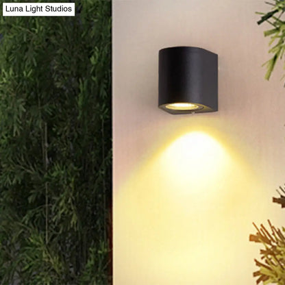 DecorBites™ Black Aluminum LED Outdoor Cylinder Wall Light - Minimalist Flush Wall Sconce