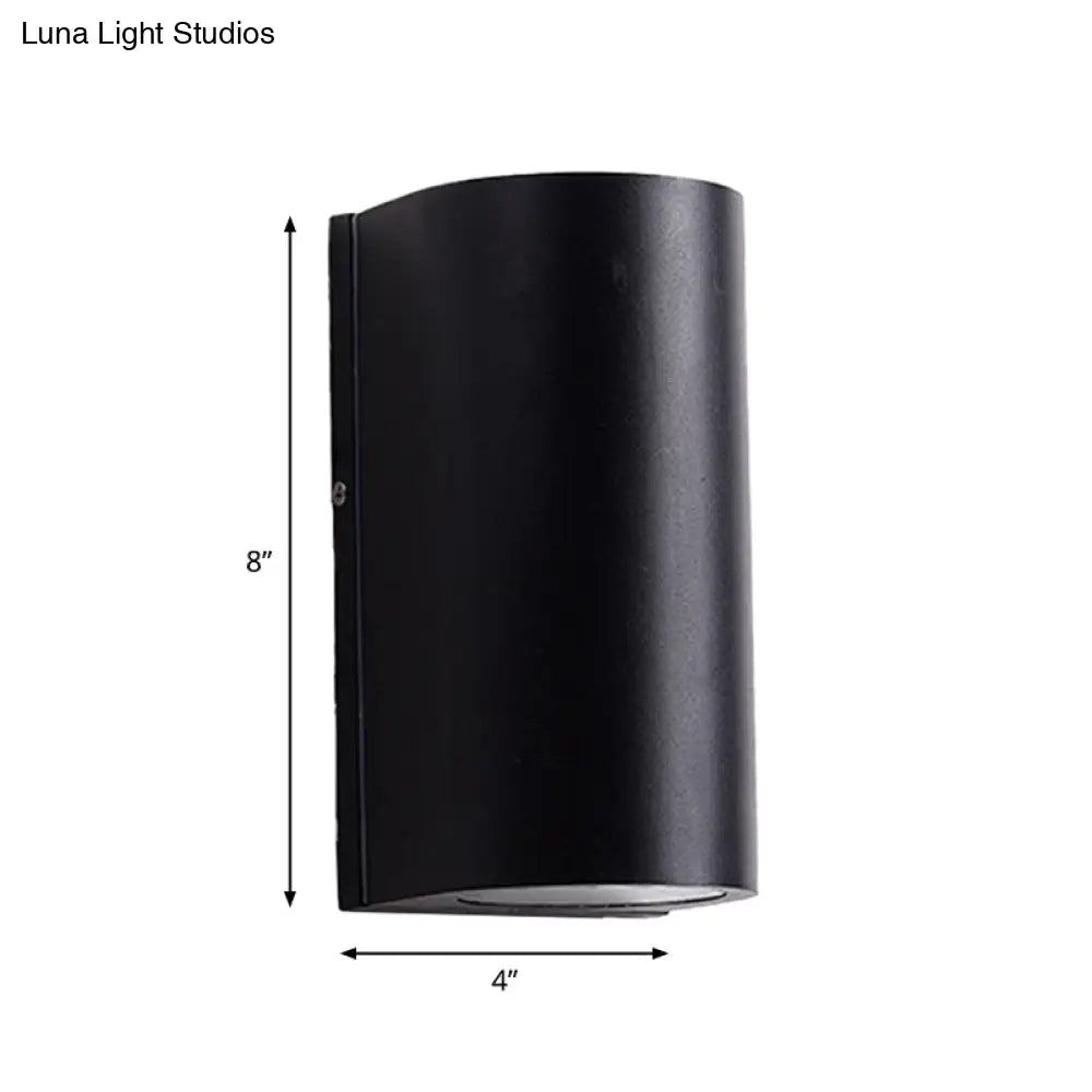 DecorBites™ Black Aluminum LED Outdoor Cylinder Wall Light - Minimalist Flush Wall Sconce
