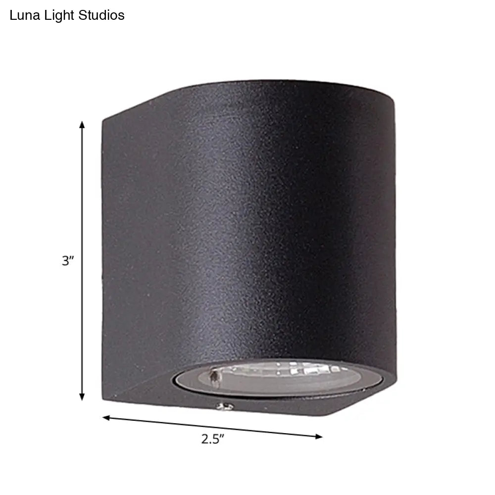 DecorBites™ Black Aluminum LED Outdoor Cylinder Wall Light - Minimalist Flush Wall Sconce