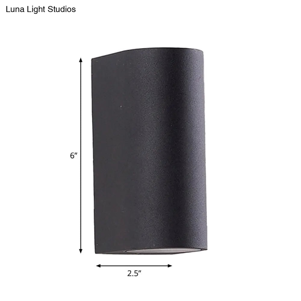 DecorBites™ Black Aluminum LED Outdoor Cylinder Wall Light - Minimalist Flush Wall Sconce