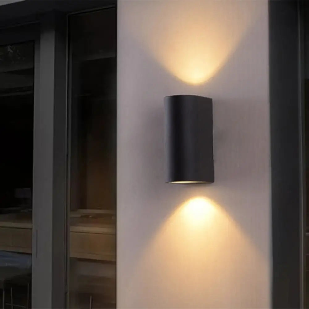 DecorBites™ Black Aluminum LED Outdoor Cylinder Wall Light - Minimalist Flush Wall Sconce