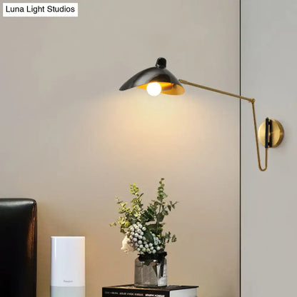 Black and brass duckbill reading light adjustable joint bedroom sconce
