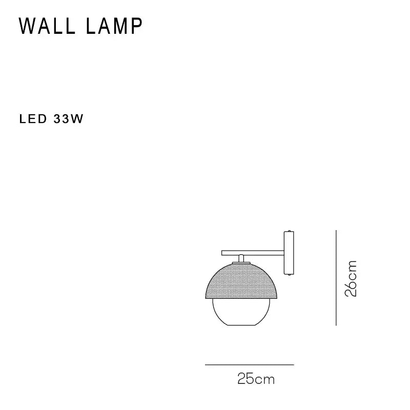 Black and brass mesh globe wall lamp bedroom luxury fixture