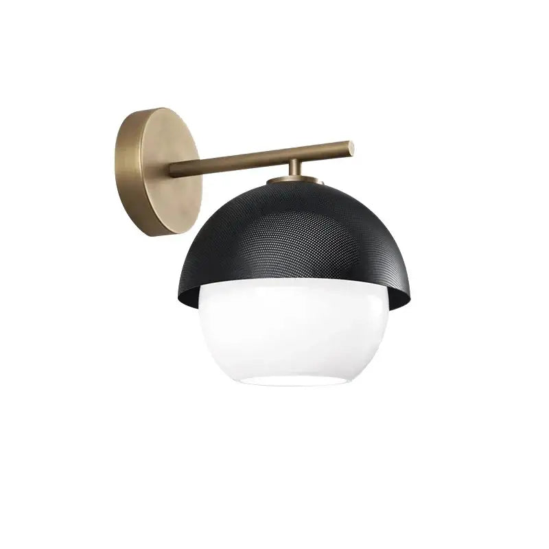 Black and brass mesh globe wall lamp bedroom luxury fixture