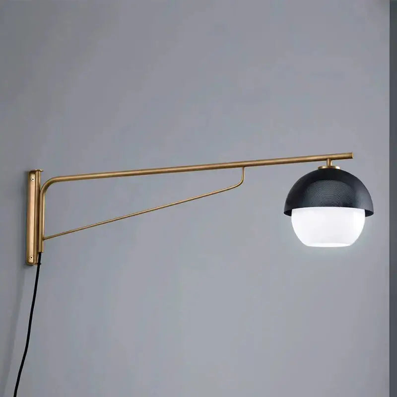 Black and brass mesh globe wall lamp bedroom luxury fixture