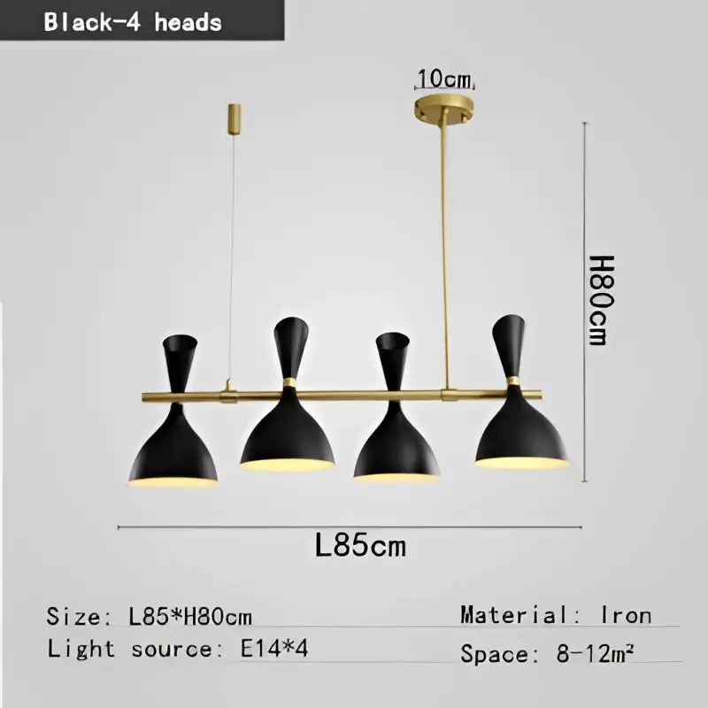 Black and brass nordic led multiple head chandelier for living room