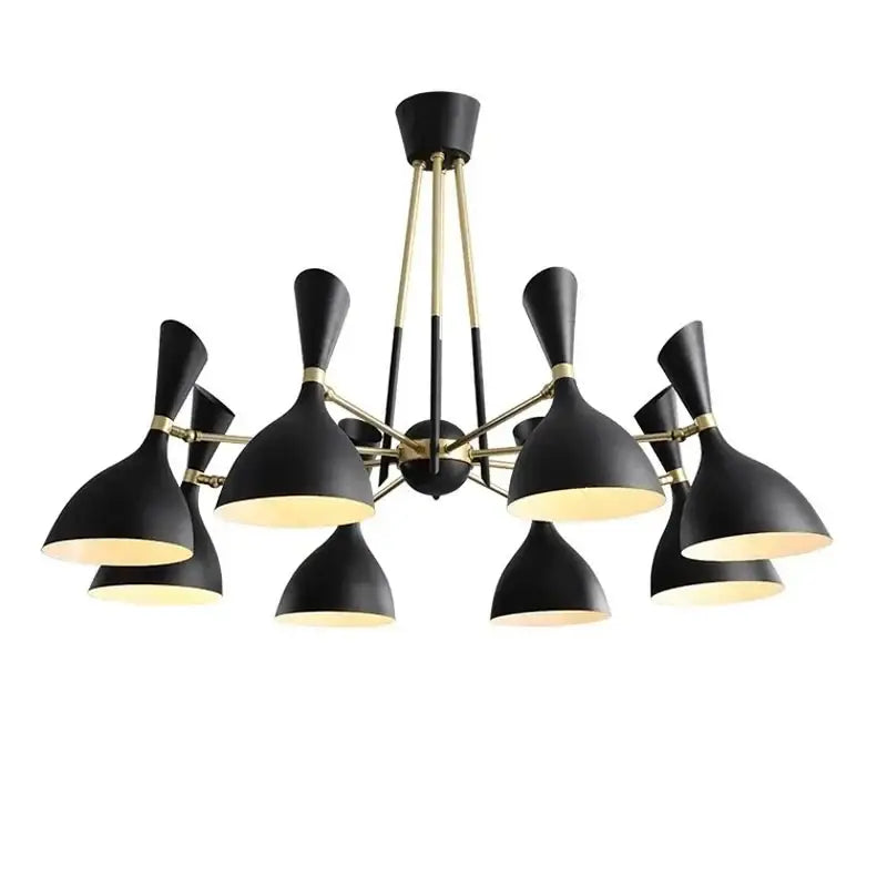 Black and brass nordic led multiple head chandelier for living room