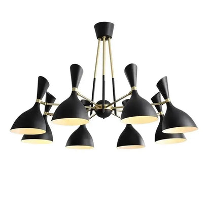 Black and brass nordic led multiple head chandelier for living room