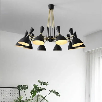 Black and brass nordic led multiple head chandelier for living room