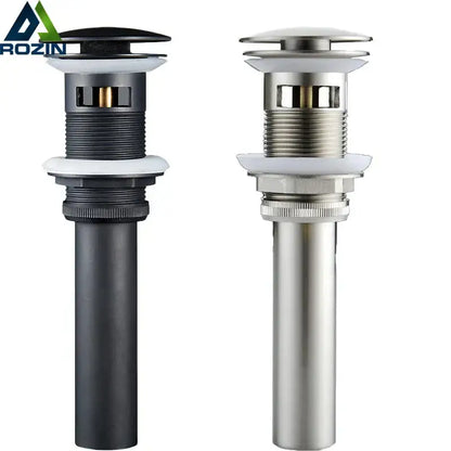 Black and chrome brushed nickel faucet sink drain – bathroom stopper