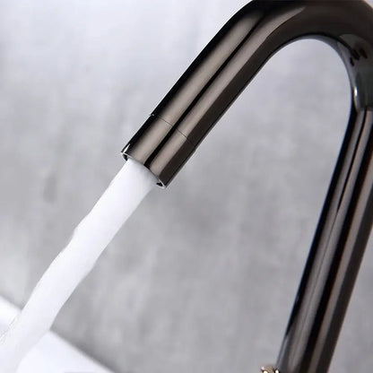 Black and copper gray brass basin faucets with red crystal knobs bathroom