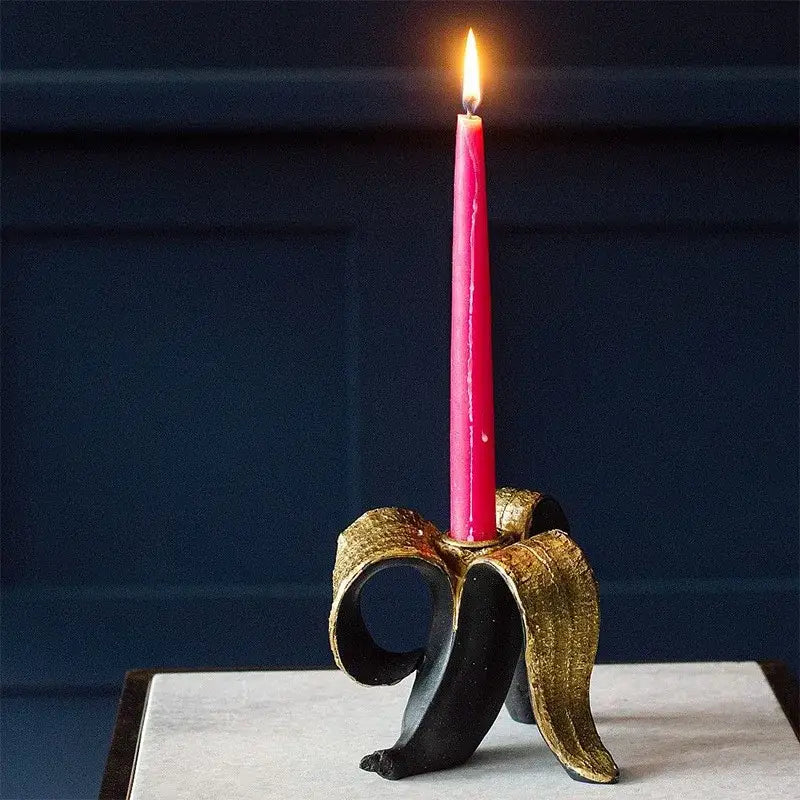 Black and gold banana candlestick holder for dining room decor