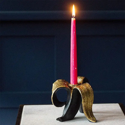 Black and gold banana candlestick holder for dining room decor