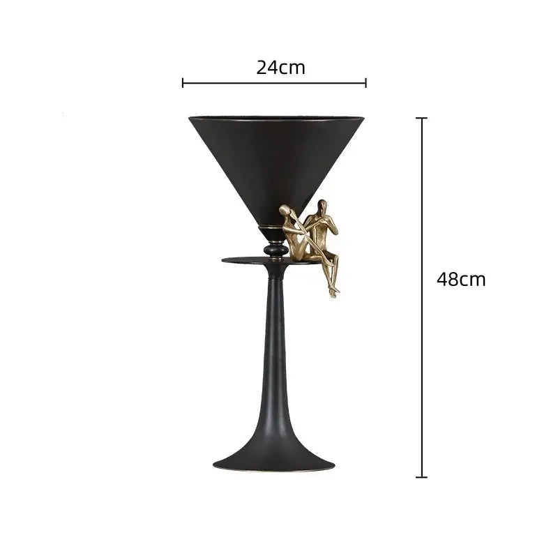 Black and gold bronze flower vase dining room cocktail glasses