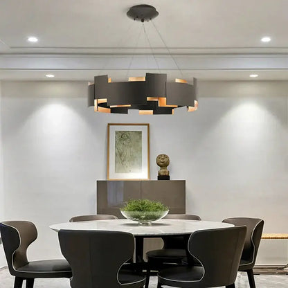 Black and gold geometric ceiling chandelier for living room