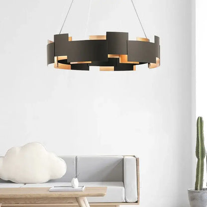 Black and gold geometric ceiling chandelier for living room