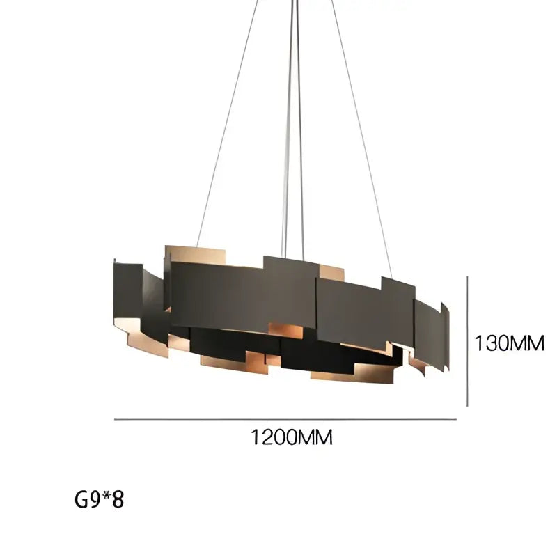 Black and gold geometric ceiling chandelier for living room