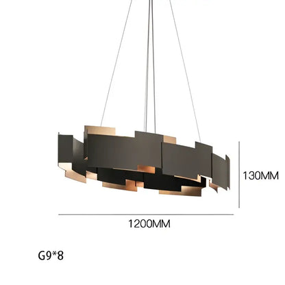 Black and gold geometric ceiling chandelier for living room