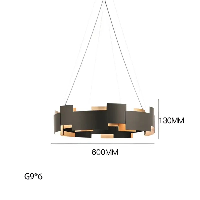 Black and gold geometric ceiling chandelier for living room