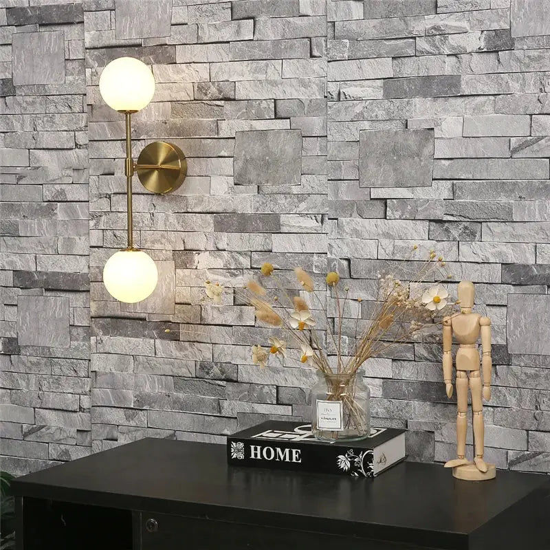 Black and gold glass wall lamp bedroom dual globe sconce