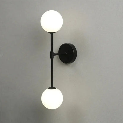 Black and gold glass wall lamp bedroom dual globe sconce