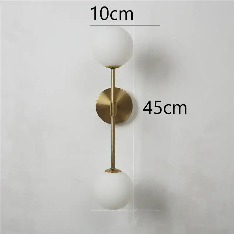 Black and gold glass wall lamp bedroom dual globe sconce