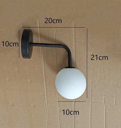 Black and golden glass led wall lamp bedroom sconce
