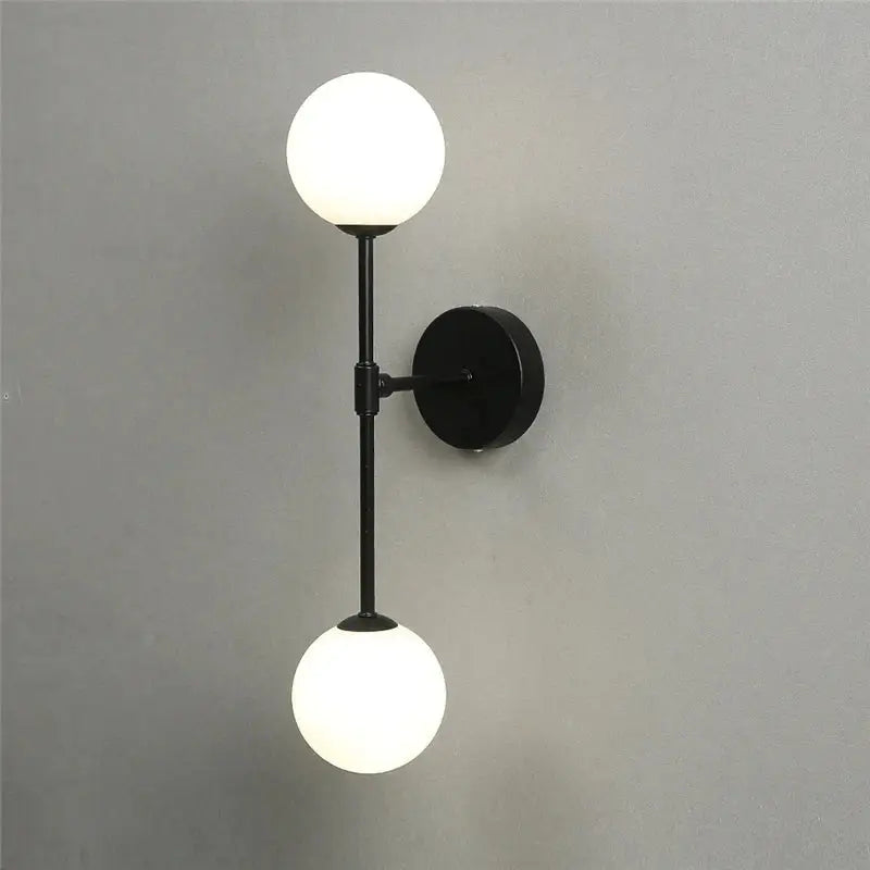 Black and golden glass led wall lamp bedroom sconce
