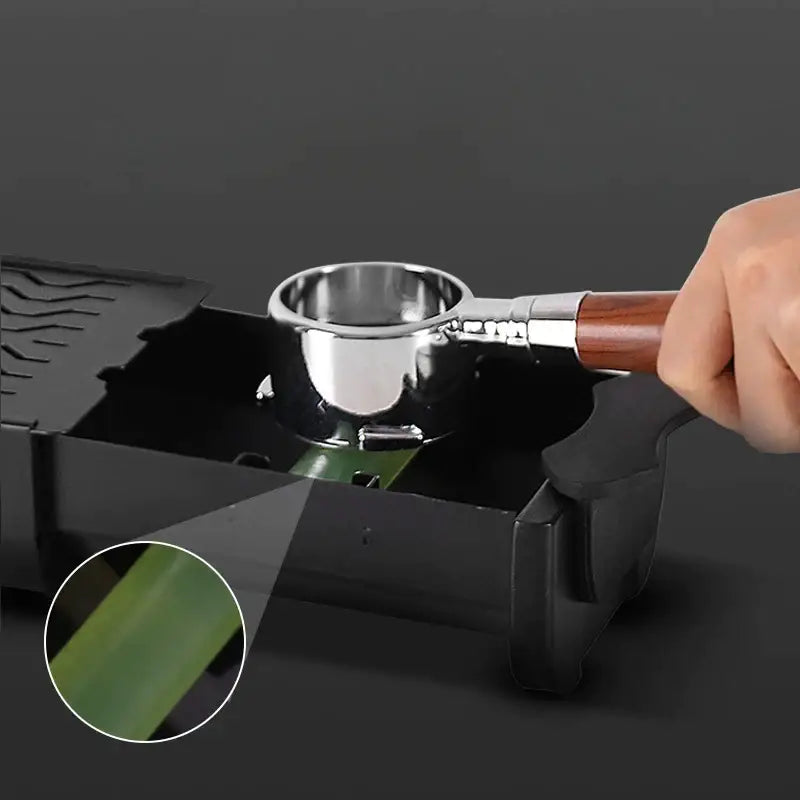 Black and green barista tamping station tray kitchen organizers