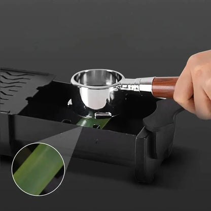 Black and green barista tamping station tray kitchen organizers