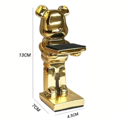 Black and iridescent purple cartoon bear watch stand bedroom decor