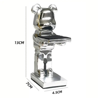 Black and iridescent purple cartoon bear watch stand bedroom decor