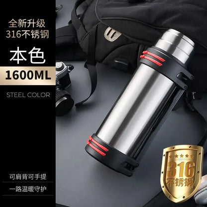 Black and red insulated stainless steel outdoor travel flask kitchen