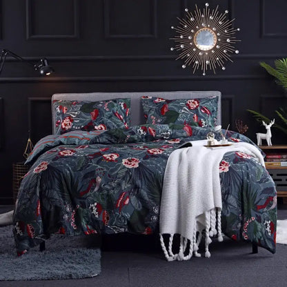 Black and rose gold leopard print duvet set bedroom bedding