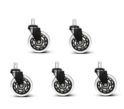 Black and silver 3 inch rotatable heavy duty office chair wheels