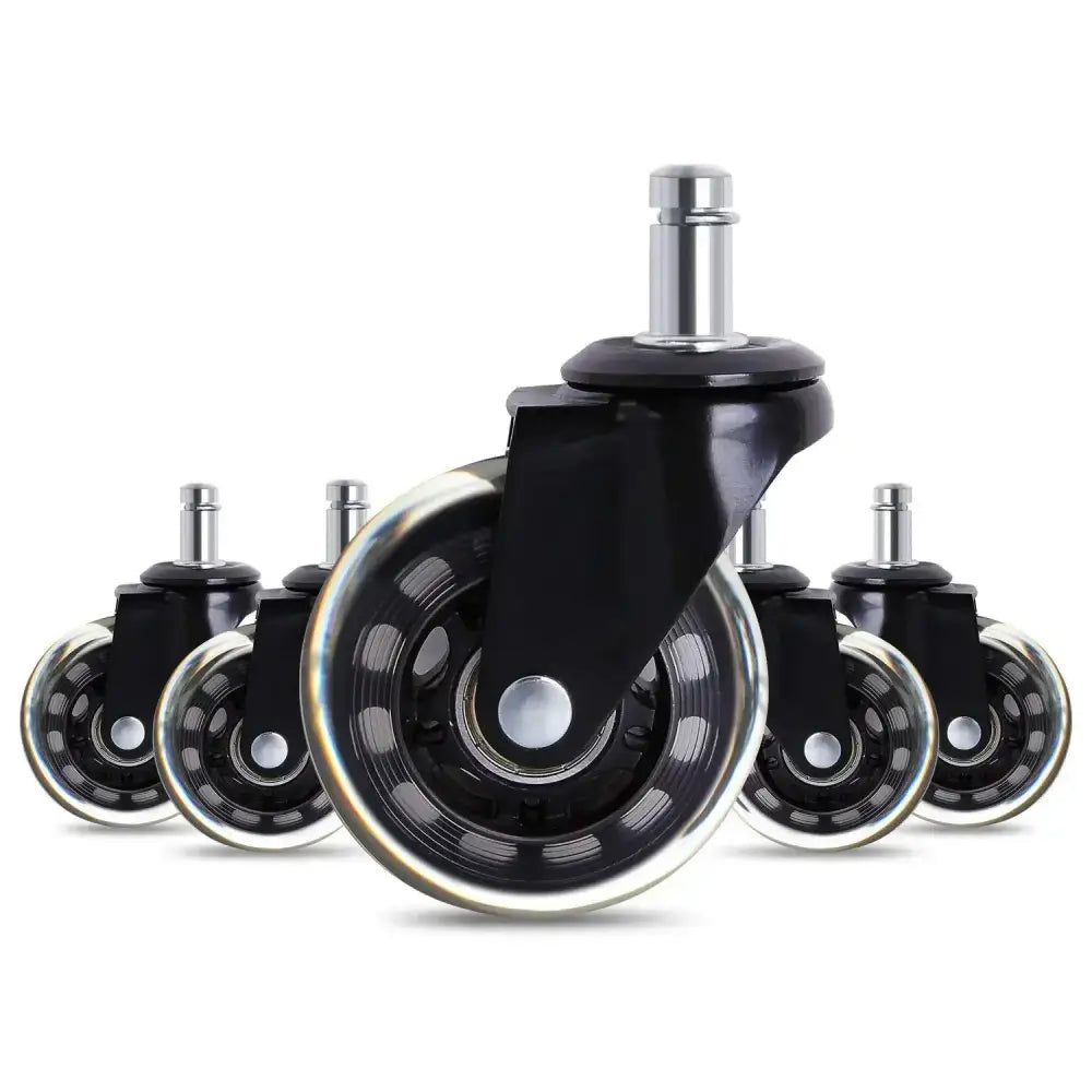 Black and silver 3 inch rotatable heavy duty office chair wheels