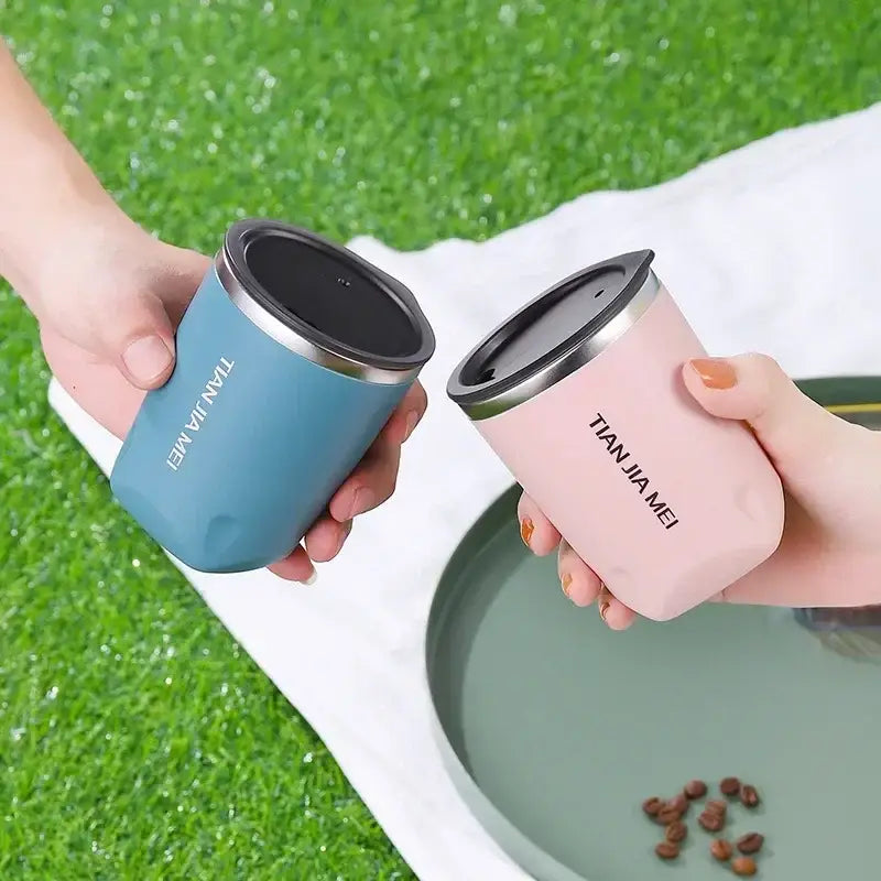 Black and silver 300ml stainless steel vacuum flask kitchen travel cup