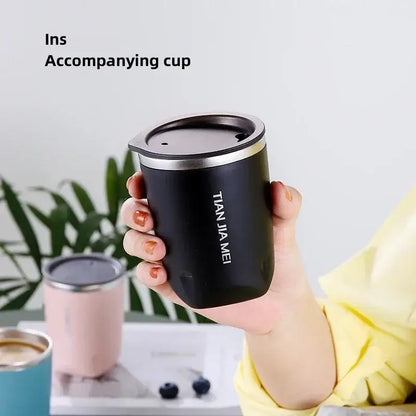 Black and silver 300ml stainless steel vacuum flask kitchen travel cup