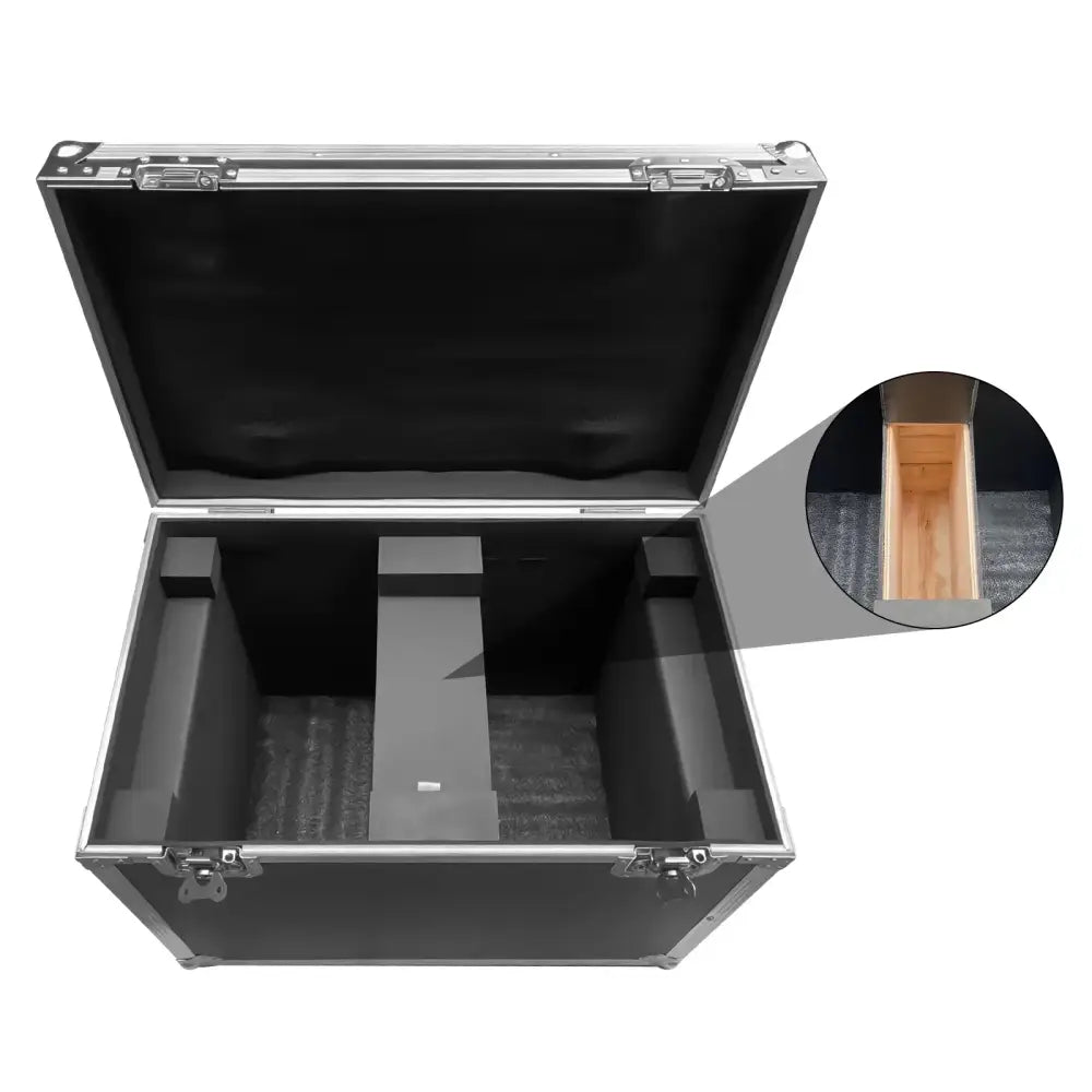 Black and silver dual flight case for 230w moving head studio storage