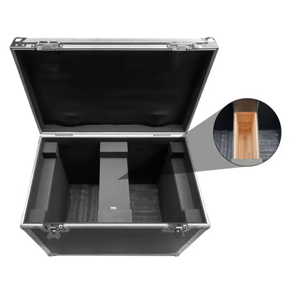 Black and silver dual flight case for 230w moving head studio storage