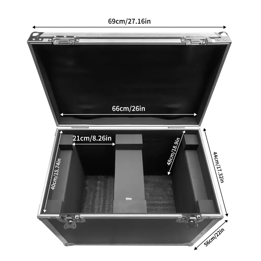 Black and silver dual flight case for 230w moving head studio storage