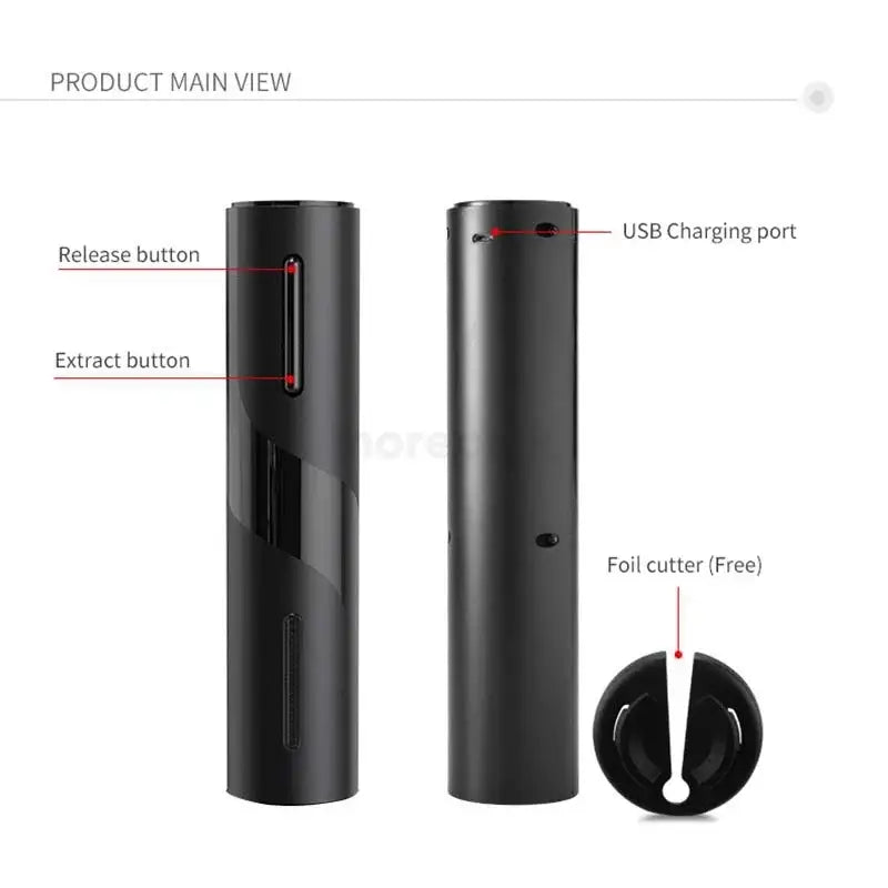Black and silver electric corkscrew kit dining room wine opener