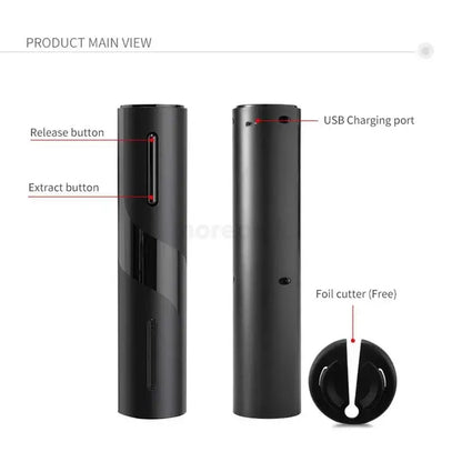 Black and silver electric corkscrew kit dining room wine opener