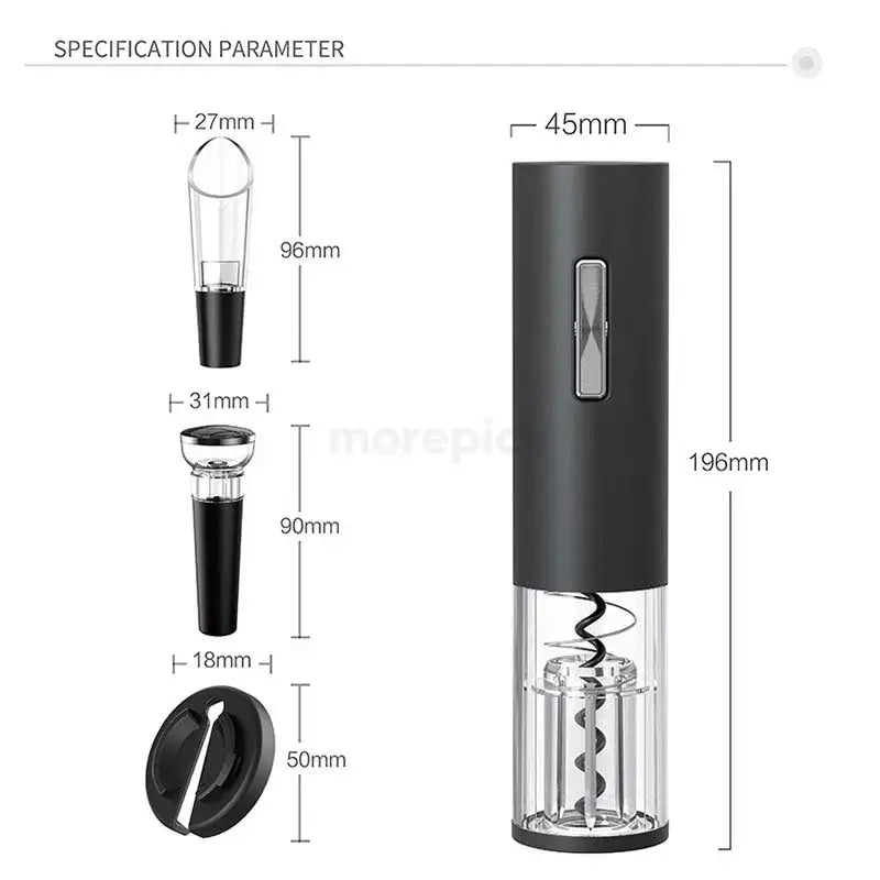 Black and silver electric corkscrew kit dining room wine opener