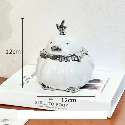 Black and silver garlic duck ceramic pumpkin ashtray living room decor