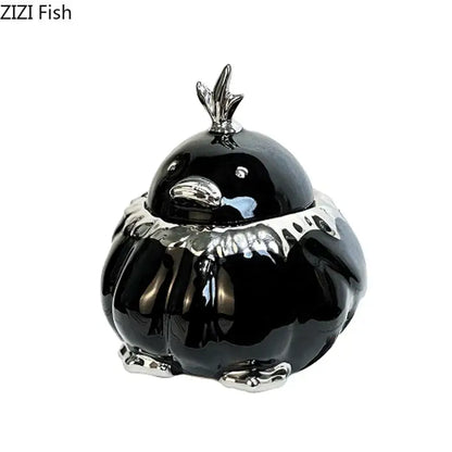 Black and silver garlic duck ceramic pumpkin ashtray living room decor