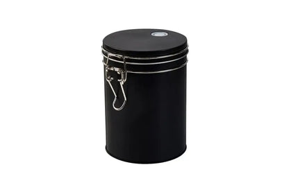 Black and silver hermetic food storage pots kitchen metal canister