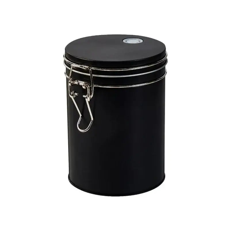 Black and silver hermetic food storage pots kitchen metal canister